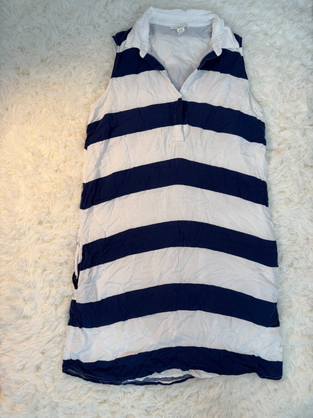 Beach Lunch Lounge Leandrina Blue Striped Linen Cotton Dress